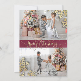Eleganter Chic Gold Snowflakes Foto Frohe Weihnach