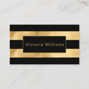 Eleganter Chic Gold und Black Shimmer Foil Streife Visitenkarte