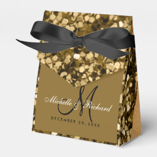 Eleganter Chic Golden Glitzer Mit Monogramm Hochze Geschenkschachtel