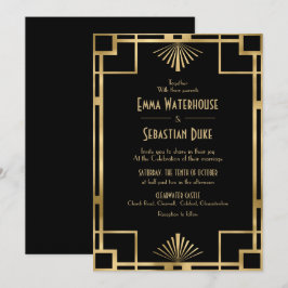 Eleganter Chic Great Gatsby Art Deco Hochzeit Einladung