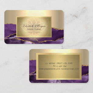 Eleganter Chic Lotus Beruflich, Gold Violet Marmor Visitenkarte