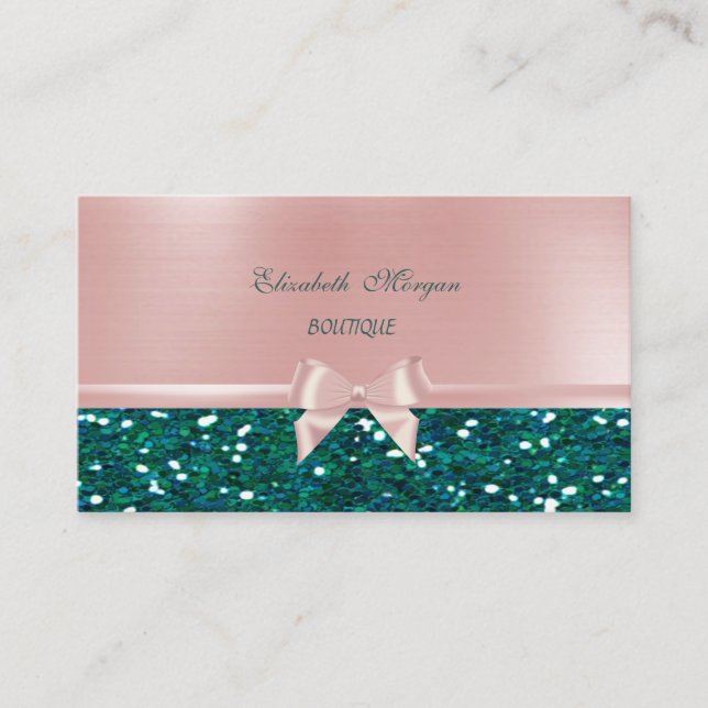Eleganter Chic Luxury , rosa Ribbon Bow Visitenkarte (Vorderseite)