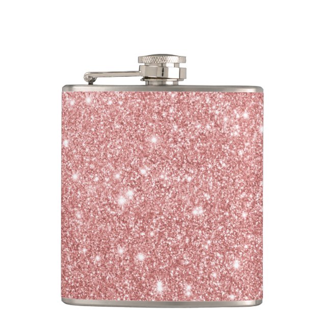 Eleganter Chic-LuxusImitat-Glitzer-Rosen-Gold Flachmann (Vorderseite)