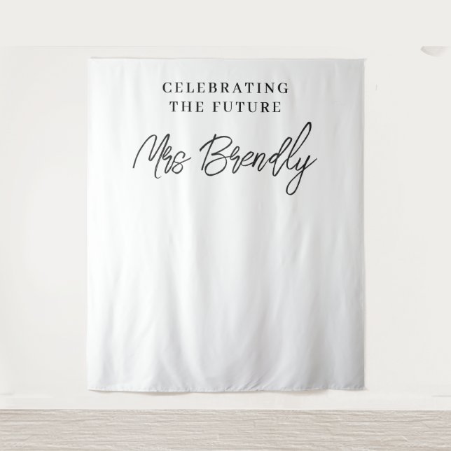 Eleganter Chic Minimalistisch Brautparty Hintergru Wandteppich (Vorderseite)