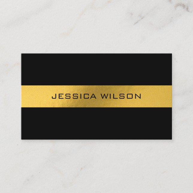 Eleganter Chic mit schwarzer Goldrahmen-Visitenkar Visitenkarte (Vorderseite)