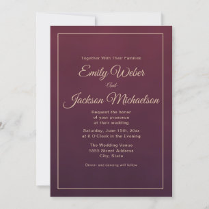 Eleganter Chic Modern Burgundy Wedding Einladung