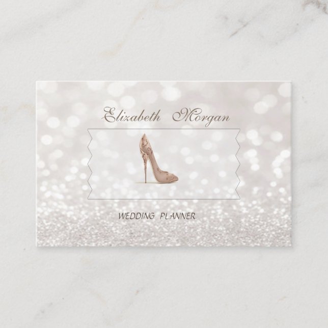 Eleganter Chic Modern Glittery Bokeh, High Heel Visitenkarte (Vorderseite)