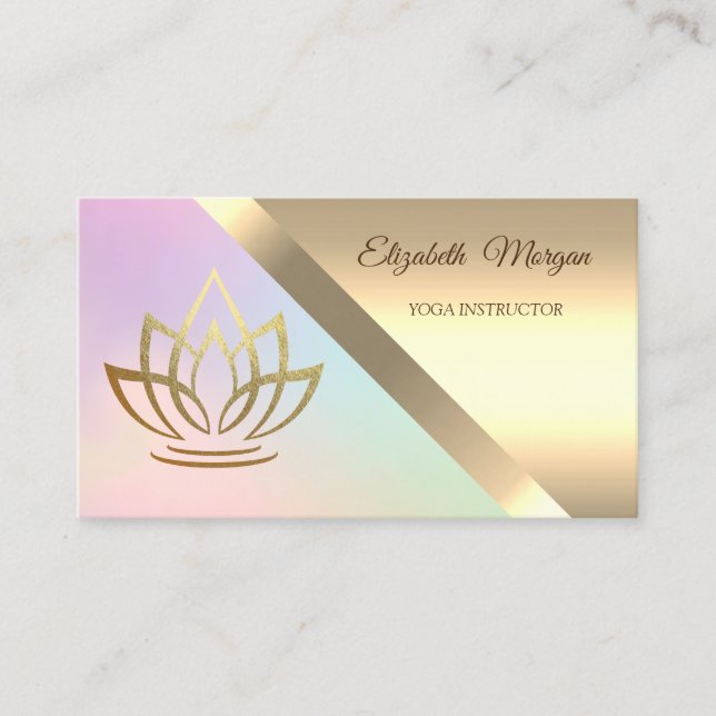 Eleganter Chic Modern Gold Lotus Yoga Instruktor Visitenkarte (Vorderseite)