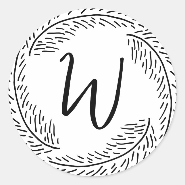 Eleganter Chic Modern Simple Chic Monogram Foliage Runder Aufkleber (Vorderseite)