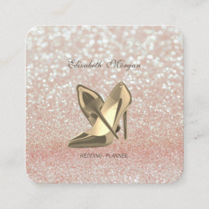 Eleganter Chic Moderner Glitter-Bokeh-High Heels Quadratische Visitenkarte