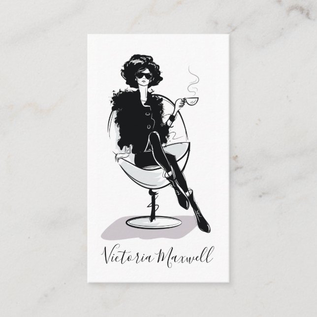 Eleganter Chic modische stilvolle Frauen Vertikal Visitenkarte (Vorderseite)