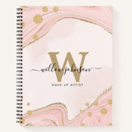 Eleganter Chic Monogram Pink Gold Glitzer Marmor Notizbuch