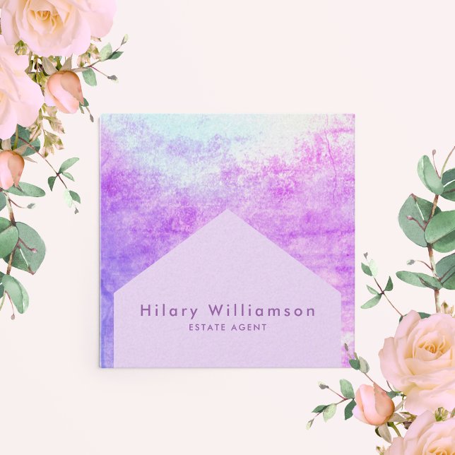 Eleganter Chic Pastel Lila Lilac Anwesen Agent Quadratische Visitenkarte (Von Creator hochgeladen)
