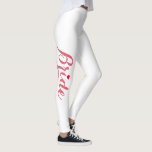 Eleganter Chic Pink Bride Wedding Junggeselinnen-A Leggings<br><div class="desc">Schönes, elegantes dunkles Rosa auf weißer Typografie-Skript, rotes Herz, cool, einfach, schick, stilvoll, atmungsaktiv, Handnähte, Frauen überall auf Print Volllänge Mode-Workout Sportschuhe Leggings für die Braut / Braut zu sein, für Brautparty, Junggeselinnen-Abschied, Hochzeit, Flitterwochen. Diese Leggings / Yoga Hose dehnt sich aus, um Ihren Körper anzupassen, umarmt an allen richtigen...</div>