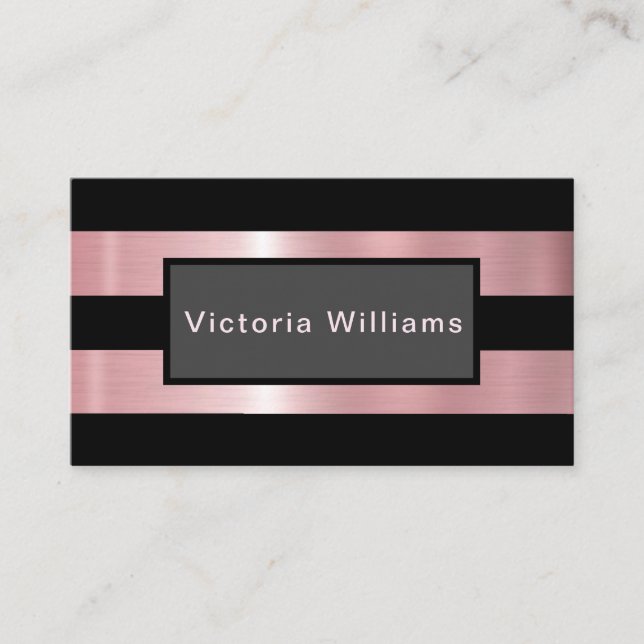 Eleganter Chic Pink und Black Shimmer Foil Visitenkarte (Vorderseite)