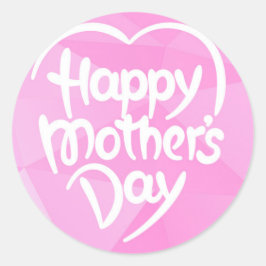 Eleganter Chic Pink und White Happy Mother Day Runder Aufkleber