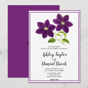 Eleganter Chic Purple Flowers Rustic Floral Weddin Einladung