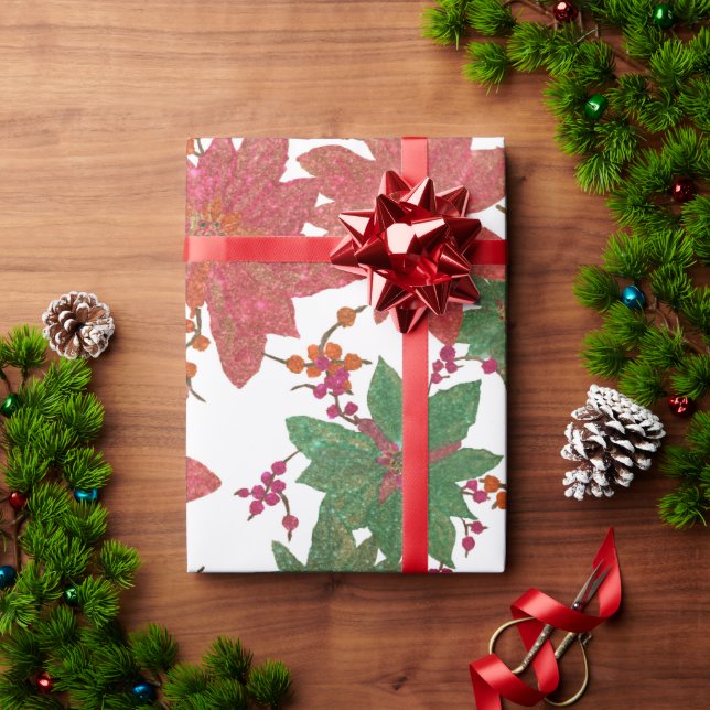Eleganter Chic Red Green Glitzer Weihnachten Geschenkpapier (Feiertagsgeschenk)