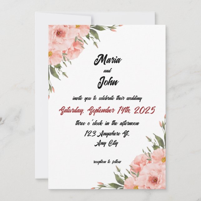 Eleganter Chic Romantischer Minimalistischer klass Einladung (Vorderseite)