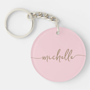 Eleganter Chic Rosa Gold Monogramm Schriftzug Schlüsselanhänger