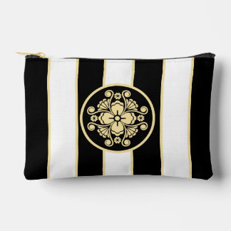 Eleganter Chic Schwarz-Weiß-Goldstreifen Zubehörtasche