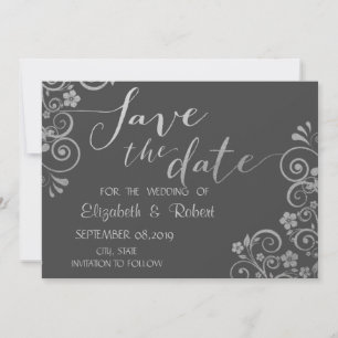 Eleganter Chic Silber Blumen Save The Date