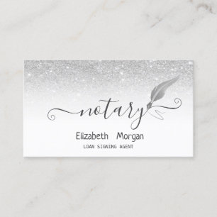 Eleganter Chic Silber Feder Notar Glitter Visitenkarte