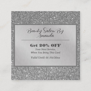 Eleganter Chic Silver Foil Glitzer Glamour Salon Rabattkarte