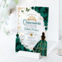 Eleganter Chic Smaragdgrüner Rosen Gold Quinceaner