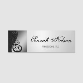Eleganter Chic Stilvolle Gray Wirbel Damask Namensschild