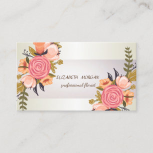 Eleganter Chic  Streifen , Blumenmuster Visitenkarte