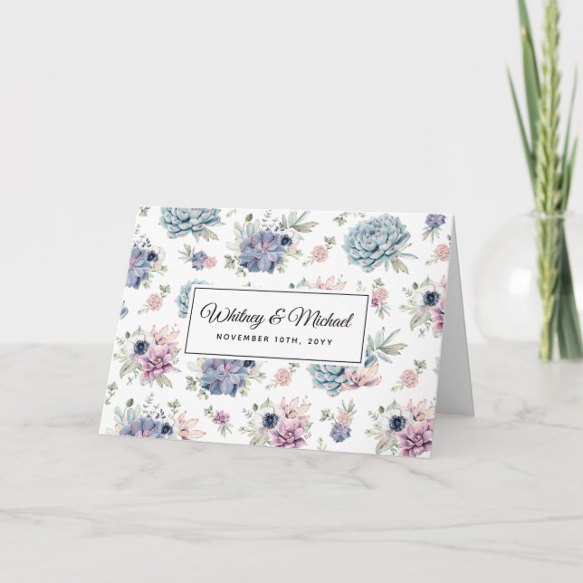 Eleganter Chic Succulent Florals Abend Empfang Einladung (Vorderseite)