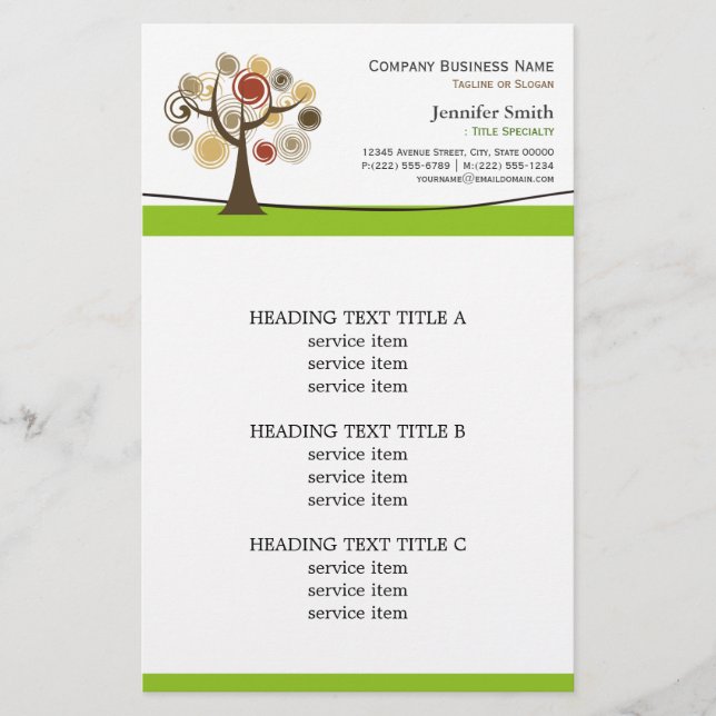 Eleganter Chic Tree of Life Logo Natur Grün Stil Flyer (Vorne)