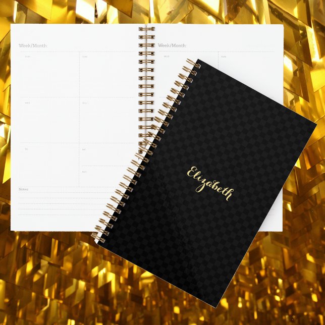 Eleganter Chic Trendy Black Gold Woche & Monat Planer (Elegant Chic Trendy Black Gold Weekly & Monthly Planner)
