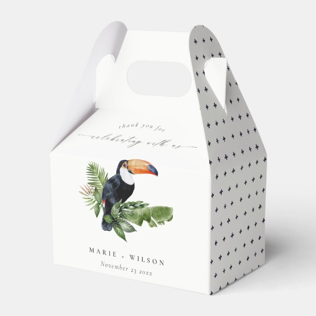 Eleganter Chic Tropical Rainforest Toucan Wedding Geschenkschachtel (Vorderseite)
