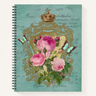 Eleganter Chic Viktorianisch Style Rose SpiralNote Notizbuch