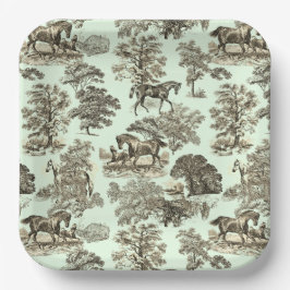 Eleganter Chic Vintag Beige Rustikale Pferdeschlit Pappteller