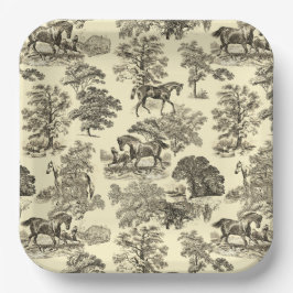 Eleganter Chic Vintag Beige Rustikale Pferdeschlit Pappteller