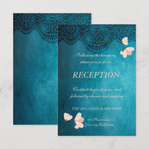 Eleganter Chic Vintag Floral Hochzeitsempfang Einladung