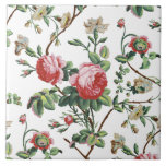 Eleganter Chic Vintag Pink Rose Floral Fliese<br><div class="desc">Elegantes und schicke,  Vintag inspiriert,  nahtloses Blumenmuster mit rosa Rosen,  grünen Weinreben,  Blattwerk und weißen Blume und Nelken. Die Hintergrundfarbe ist anpassbar (weiß in der Vorschau verwendet).</div>