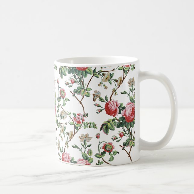 Eleganter Chic Vintag Pink Rose Floral Kaffeetasse (Rechts)