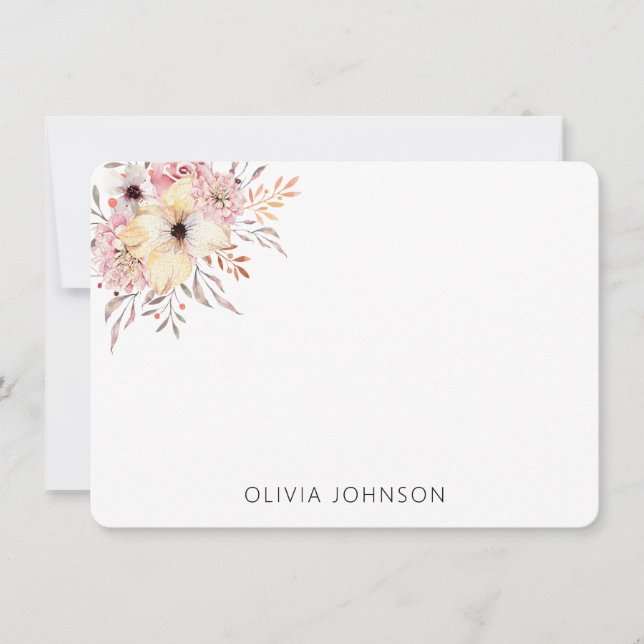 Eleganter Chic Watercolor Pink Personalisiert Mitteilungskarte (Vorderseite)