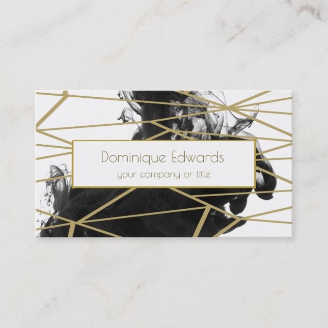 Eleganter Chic Watercolor Schwarzes Gold Beruflich Visitenkarte (Vorderseite)
