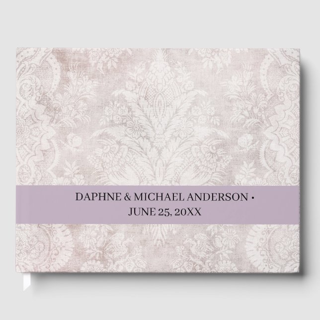 Eleganter Chic Wedding Modernes Einfaches Lila Gästebuch (Vorderseite)