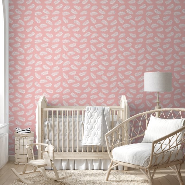 Eleganter Chic weiches rosa Federmuster Tapete (Kinder)