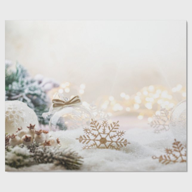 Eleganter Chic White Christmas Balls Holiday Geschenkpapier (Flach)