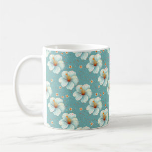 Eleganter Chic White Stilvoll Moderne Blume Kaffeetasse