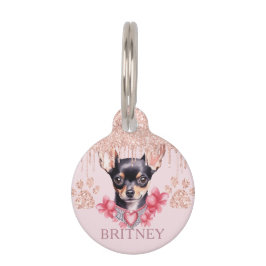 Eleganter Chihuahua-Hund mit Glitzer Personalisier Haustiermarke