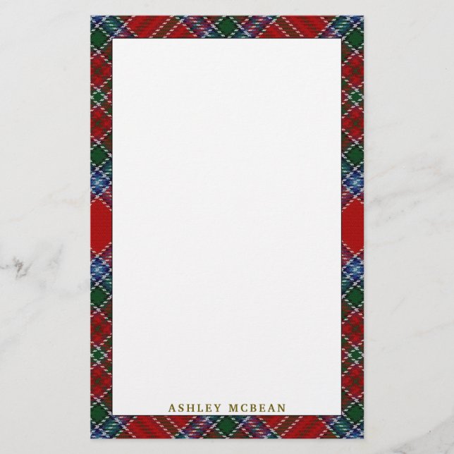 Eleganter Clan MacBean MacBain Tartan kariert Briefpapier (Vorderseite)