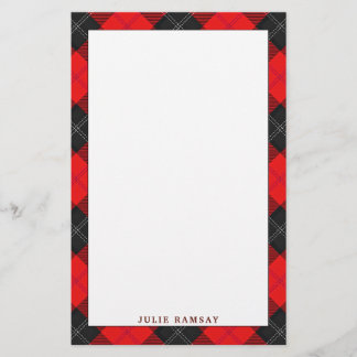 Eleganter Clan Ramsay Red and Black Tartan Kariert Briefpapier